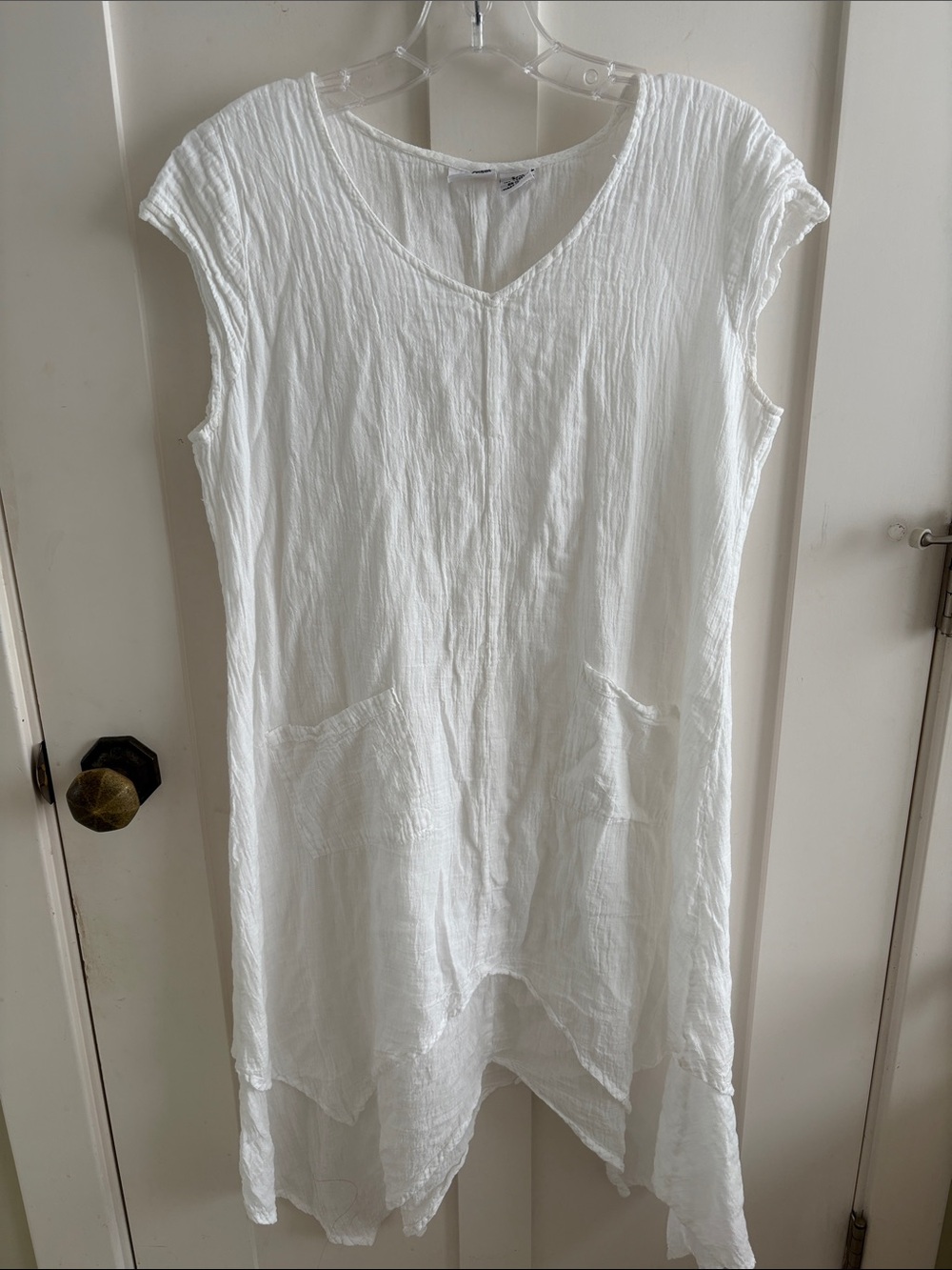 NWOT Indian Tropical Fashion white 100% gauzy Cotton Dress Beach Cover-Up S M